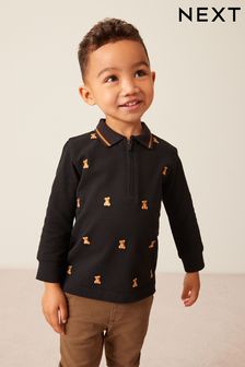 Long Sleeve All Over Embroidered Polo Shirt (3mths-7yrs)