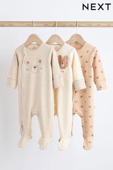 Baby Cotton Sleepsuits 3 Pack (0-2yrs)