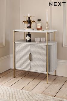 Light Grey Valencia Marble Mango Wood Drinks Cabinet (D80025) | €925