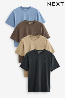 Kiezelkleurig/antraciet/lichtblauw/champignonkleurig - Standaard - Verpakking met 4 T-shirts (D80273) | €55