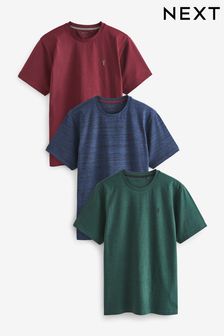Navy Blue/Burgundy Red/Green 3 Pack Stag Marl T-Shirt (D80279) | $44