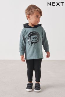 Blau/schwarz - Langärmeliges Kapuzensweatshirt und Leggings im Set (3 Monate bis 7 Jahre) (D80284) | 12 € - 16 €
