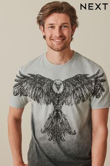 Grey/Black Eagle Print T-Shirt (D80298) | 9,960 Ft