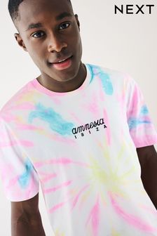 Tie Dye Amnesia Licence Ibiza Print T-Shirt (D80342) | €9