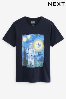 Stormtrooper Art Navy Blue Star Wars License T-Shirt (D80357) | OMR9