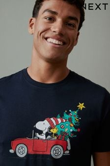 Marineblau/Weihnachten - Lizensiertes Snoopy-T-Shirt (D80358) | 28 €
