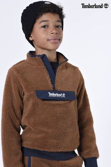 Timberland Borg Fleece Logo Brown Sweatshirt (D80421) | DKK317 - DKK362