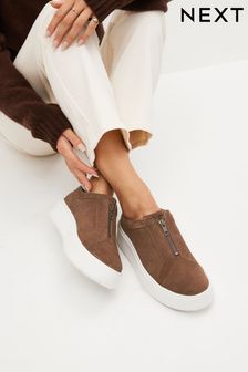 Tan Brown Signature Forever Comfort® Leather Chunky Zip Trainers (D80436) | €47