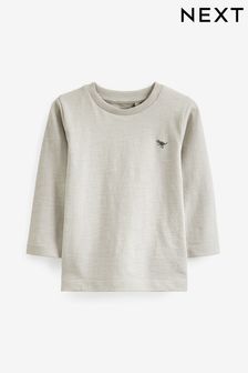 Light Grey Long Sleeve Plain T-Shirt (3mths-7yrs) (D80454) | kr70 - kr110