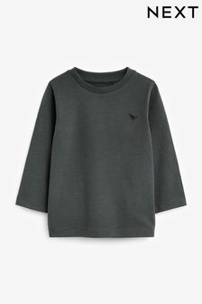Charcoal Grey Long Sleeve Plain T-Shirt (3mths-7yrs) (D80462) | SGD 7 - SGD 11