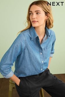 Mid Blue 100% Cotton Denim Shirt (D80475) | $42