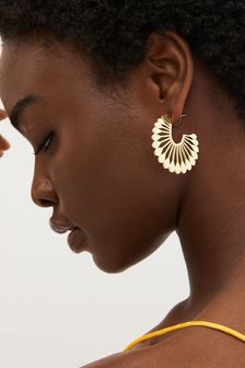 Gold Tone Filigree Hoop Earrings (D80543) | €14
