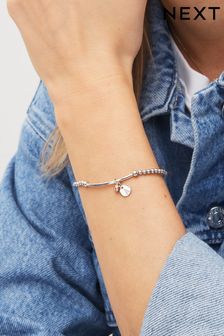 Sterling Silver Initial Heart Beaded Bracelet (D80553) | KRW44,800