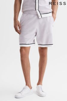 Reiss Soft Grey Fielder Relaxed Fit Elasticated Chenille Shorts (D80567) | LEI 809