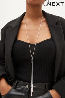 Silberfarben - Lange Halskette in Y-Form mit langem Stabanhänger (D80582) | 21 €
