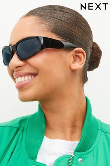 Black Wrap Cateye Sunglasses (D80613) | €16