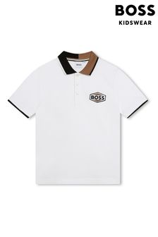 BOSS White Collar Polo Shirt (D80662) | $105 - $118