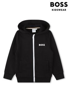 Sudadera con capucha y cremallera en negro con logo en el pecho de Boss (D80692) | 120 € - 136 €