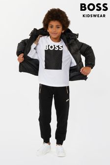 T-shirt BOSS blanc à manches longues avec logo encadré (D80701) | €32 - €38