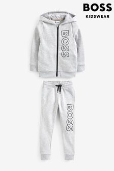 BOSS Grey Marl Vertical Logo Hooded Tracksuit (D80708) | 239 € - 285 €