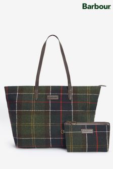 Barbour® Olive Green Classic Tartan Witford Tote Bag (D80719) | $220