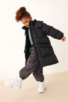 Black Shower Resistant Double Stitch Padded Coat (3-16yrs) (D80723) | $65 - $82