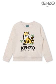 Moder pulover z logotipom tigra Kenzo Kids Cream (D80840) | €70 - €107