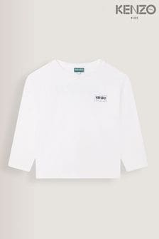 KENZO KIDS White Chest Logo Long Sleeve T-Shirt (D80844) | ￥10,750 - ￥11,630