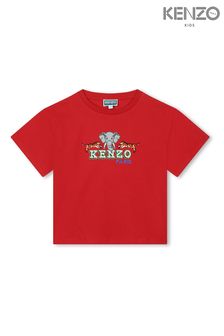 Kenzo Kids Red Elephant Logo T-Shirt (D80852) | AED338 - AED394