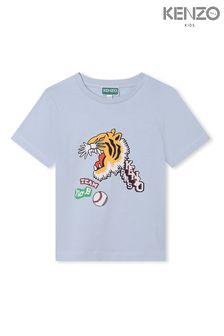 Camiseta azul con logo de Tiger Team de Kenzo Kids (D80854) | 86 € - 100 €