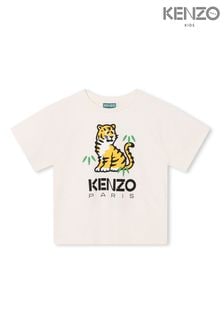 KENZO KIDS White Tiger Logo T-Shirt (D80855) | kr792 - kr1,077