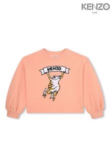 Kenzo Kids Sweatshirt mit Froschprint und Logo, Rosa (D80864) | 96 € - 115 €