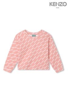 Kenzo Kids Pink All Over Logo Sweatshirt (D80865) | SGD 248 - SGD 277