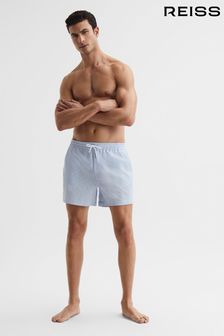 Reiss Soft Blue/White Coast Striped Drawstring Swim Shorts (D81057) | $166