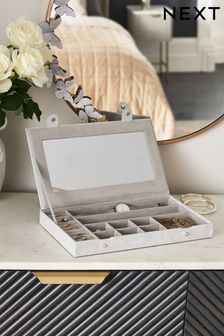 Grey Faux Leather Flat Profile Jewellery Box (D81115) | 33 €