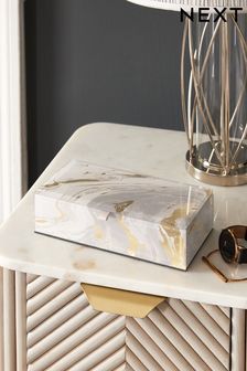 Gold Marble Effect Glass Jewellery Box (D81127) | €18