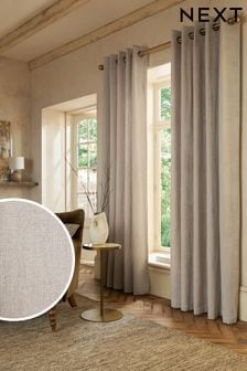Natural Matte Chenille Lined Eyelet Curtains (D81295) | €92 - €212