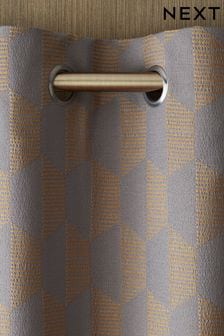 Bronze Geometric Eyelet Lined Curtains (D81303) | 60 € - 161 €