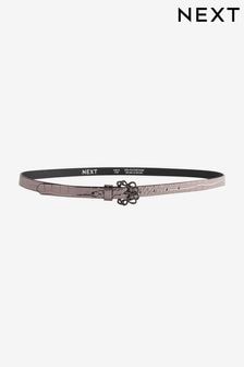 Smalle riem met decoratieve gesp en krokodillenmotief (D81304) | €7