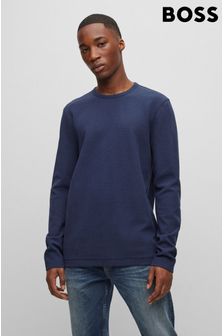 BOSS Blue Tempesto Long Sleeve Cotton T-Shirt (D81509) | SGD 184