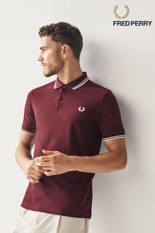 Burgundy Red/Ecru White - Fred Perry Mens Twin Tipped Polo Shirt (D81892) | kr1 370