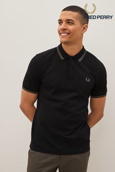 Fred perry black twin tipped polo top
