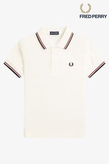 أبيض/أحمر/أزرق داكن - قميص بولو بحافة مزدوجة للأطفال من Fred Perry  (D82098) | 316 ر.س - 351 ر.س