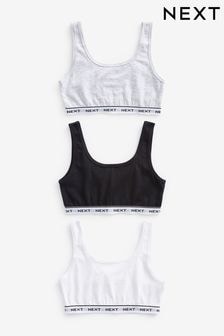 Black/Grey/White Contrast Elastic Crop Tops 3 Pack (5-16yrs) (D82112) | $14 - $19