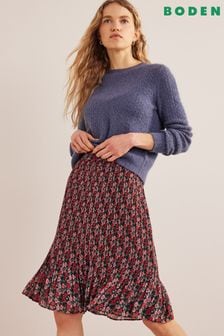 Boden Red Knee Length Plissé Skirt (D82318) | €72