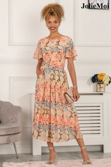 Jolie Moi Pink Reagan Floral Print Chiffon Dress (D82346) | €37
