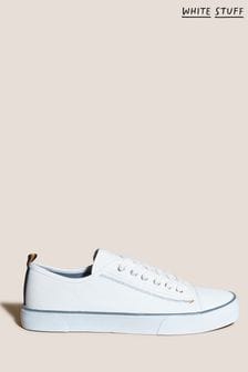 White Stuff White Canvas Lace-Up Plimsoll Trainers (D82367) | KRW83,300