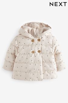 Cream Heart Padded Baby Jacket With Hood (0mths-2yrs) (D82574) | €20 - €22