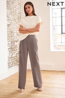 Krojene hlače s širokimi hlačnicami in žepi (D82654) | €15