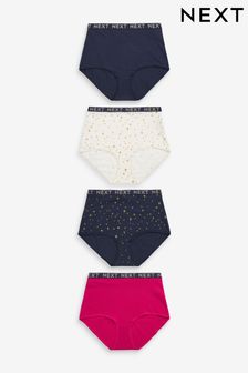 Sparkle Star Print Full Brief Cotton Rich Logo Knickers 4 Pack (D82852) | $38